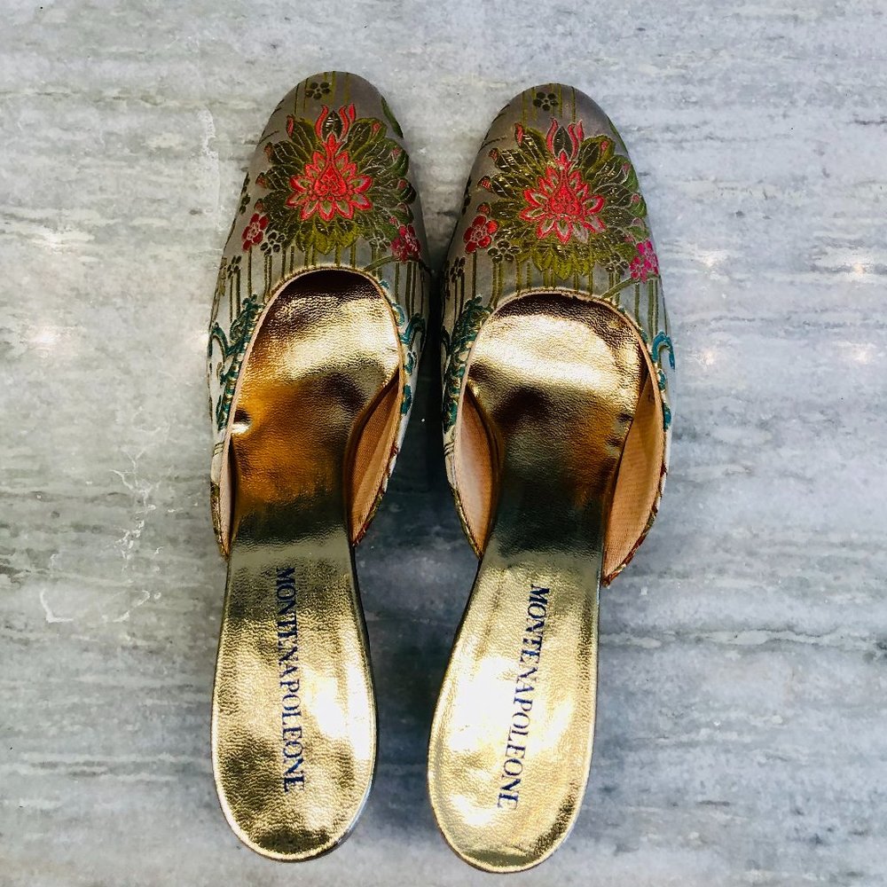 Vintage floral Montena Poleone mules